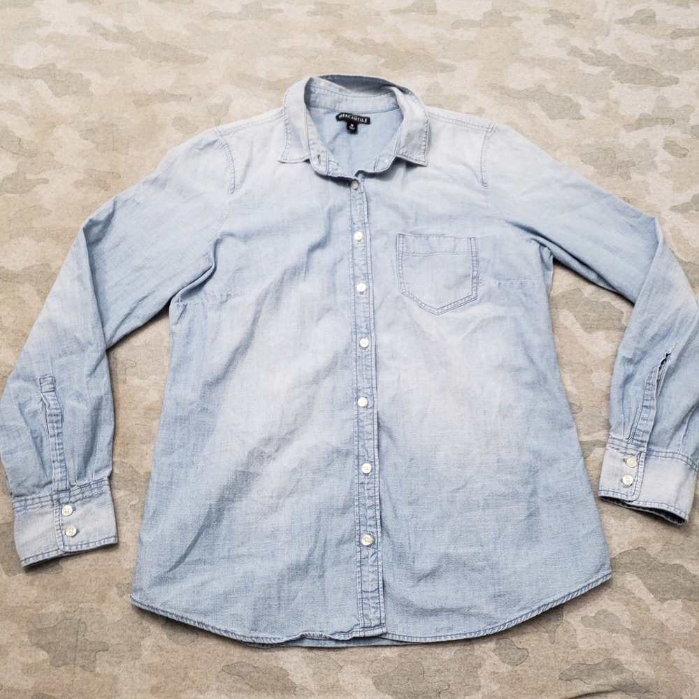 J.Crew Mercantile Top Women Medium Light Blue Denim Long Sleeve
